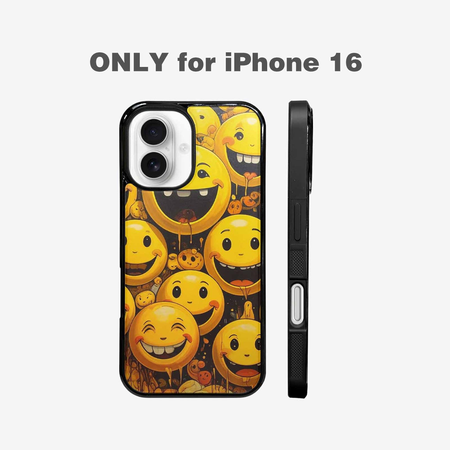 iPhone 16 Case — Melting Moon Smiley Red Splatt, Original Design Phone Case