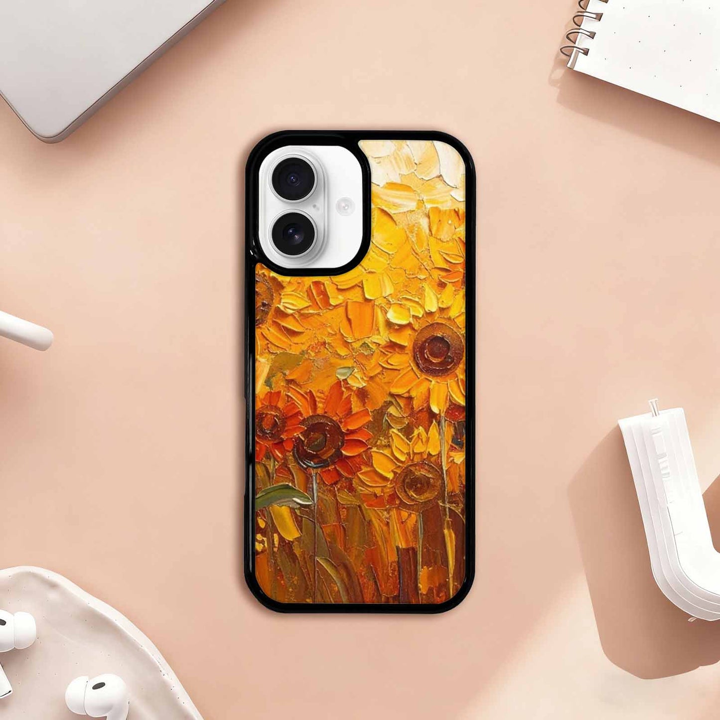 iPhone 17 Case — Impressionist Sunflower Brushstroke Pattern Floral, Custom Art Phone Cover