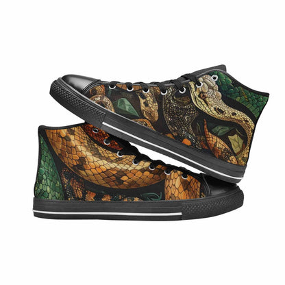 MEN'S Snake Skin Reptile High Top Canvas Neon Fantasy Custom Sneakers