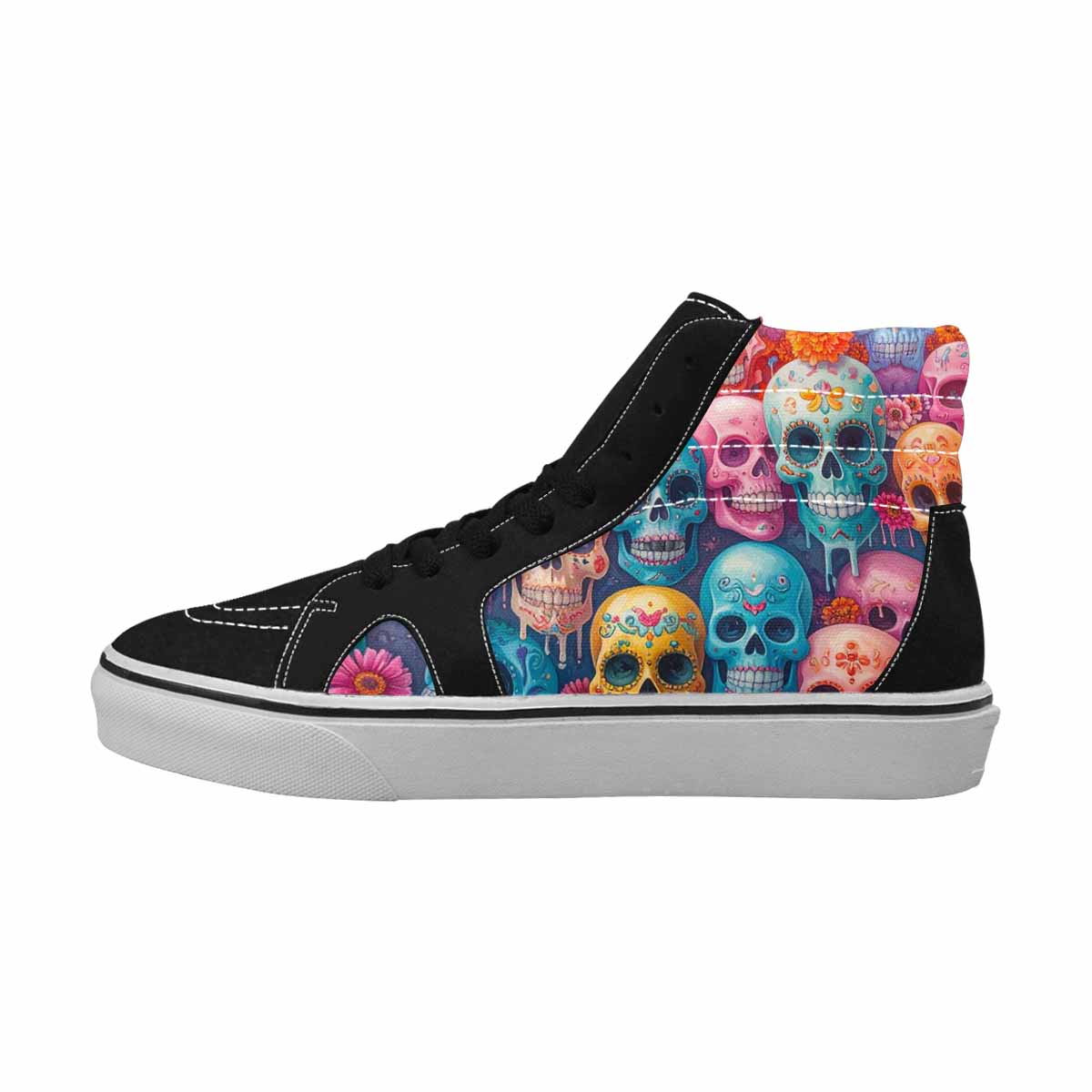 MEN'S Sugar Skulls Melting Sugar High Top Canvas Melting Art Custom Sneakers