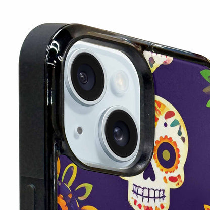 iPhone 15 Plus Case — Sunflowers Hundreds Of Skulls Art Seamless, Custom Printed Phone Case