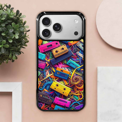 iPhone 17 Pro Max Case — Retro Cassette Tape Pattern Retro Vintage, Personalized Phone Case