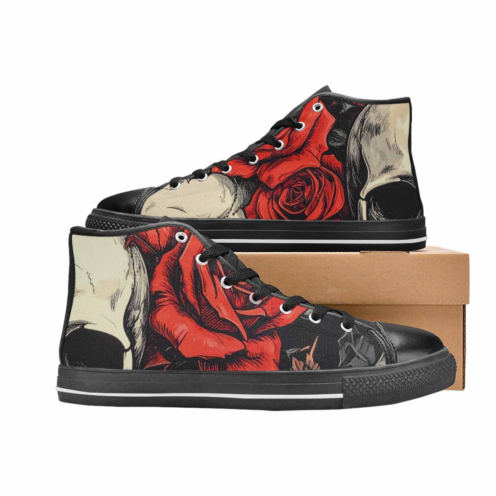 MEN'S Skulls Roses Bold Pen Ink High Top Canvas Y2K Sneakers