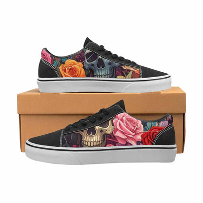 WOMEN'S Skulls Roses Melting Skulls Lace-Up Canvas Aesthetic Custom Shoes