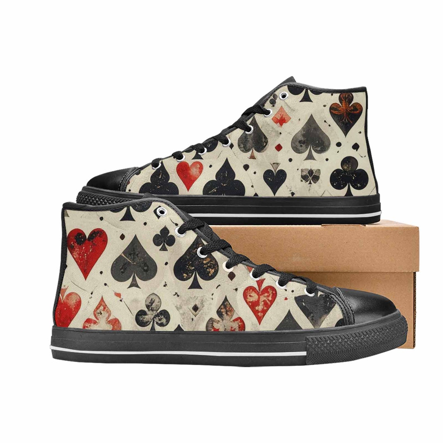 MEN'S Playing Card Suit High Top Canvas Wallpaper Art Shoes
