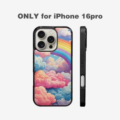 iPhone 16 Pro Case — Cloud And Rainbow Burst Pattern Hundreds, Custom Made Phone Cover