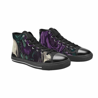 MEN'S Skulls Roses Gothic Filigree High Top Canvas Neon Fantasy Custom Shoes