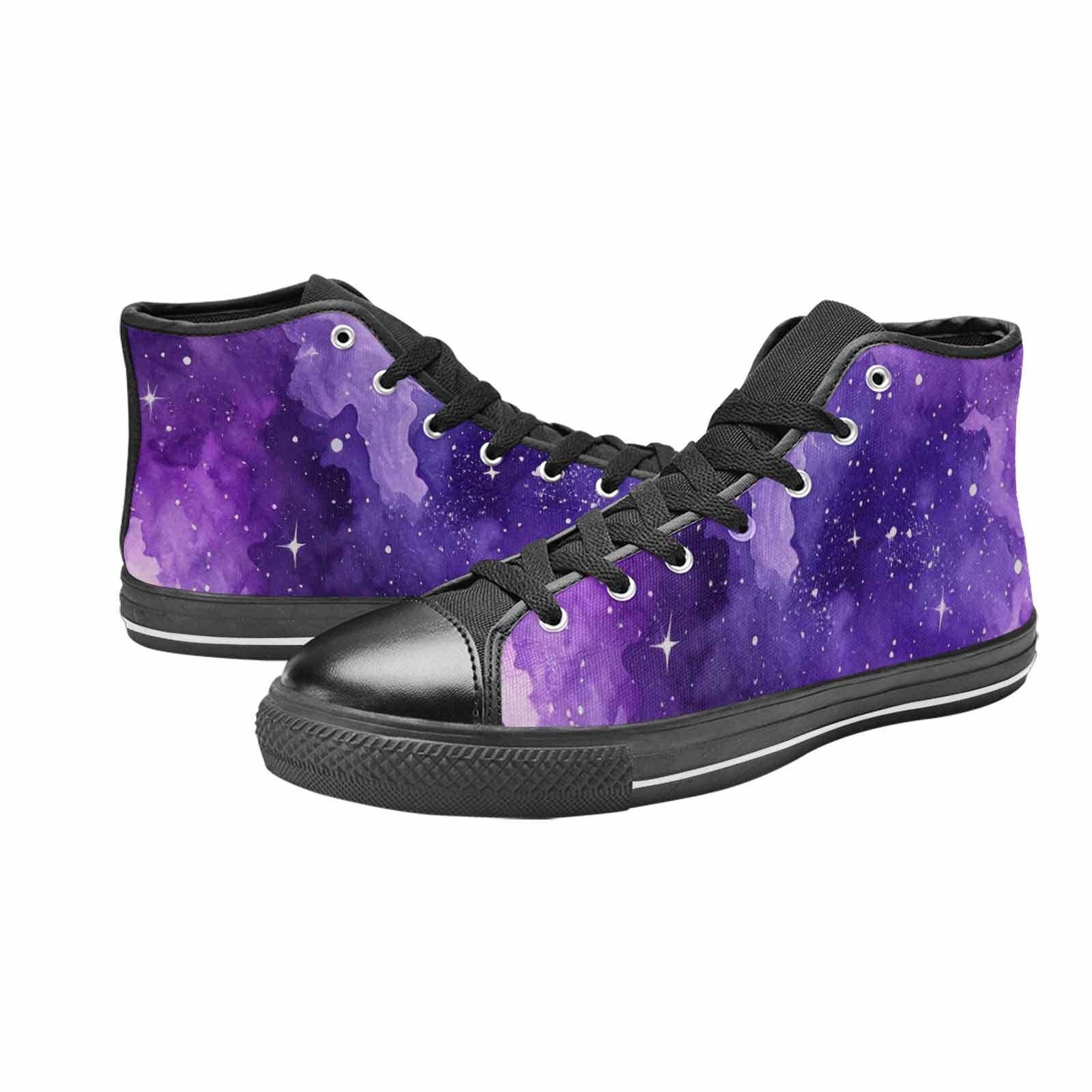 WOMEN'S Galaxy Art - High Top Canvas Vibrant Chaos Custom Sneakers