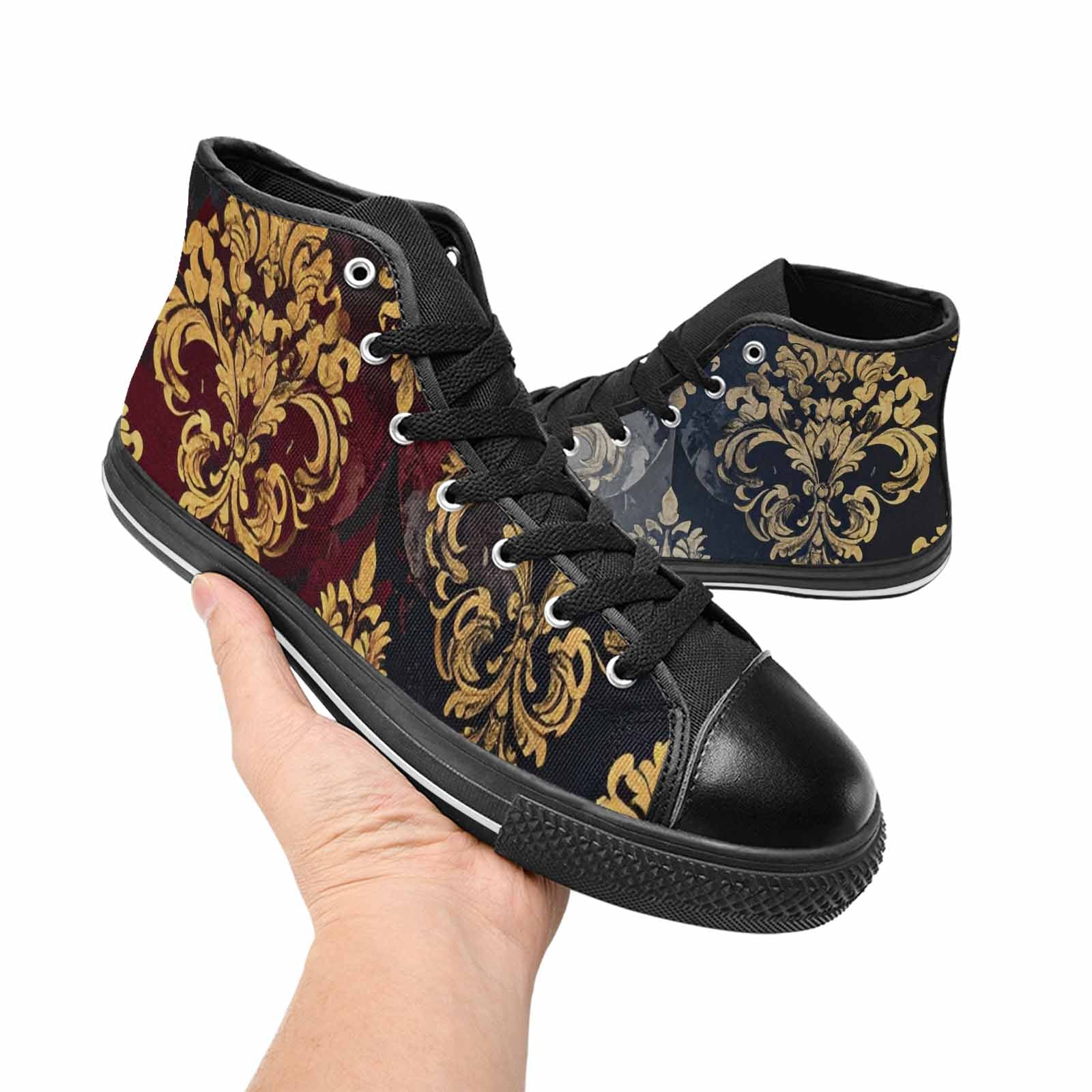 WOMEN'S Damask Ornamental Wallpaper High Top Canvas Grunge Custom Shoes