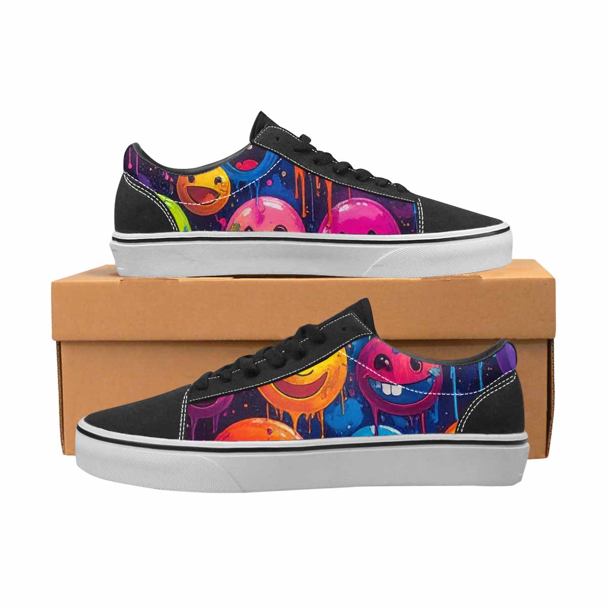 WOMEN'S Smiley Faces × Glow Lace-Up Canvas Y2K Custom Shoes