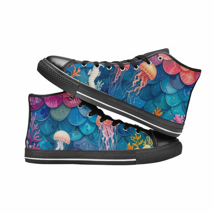 WOMEN'S Fish Scale Coral High Top Canvas Cottagecore Shoes