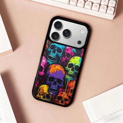 iPhone 17 Pro Case — Vibrant Camo Of Skeletons Neon Camo, Custom Art Phone Cover