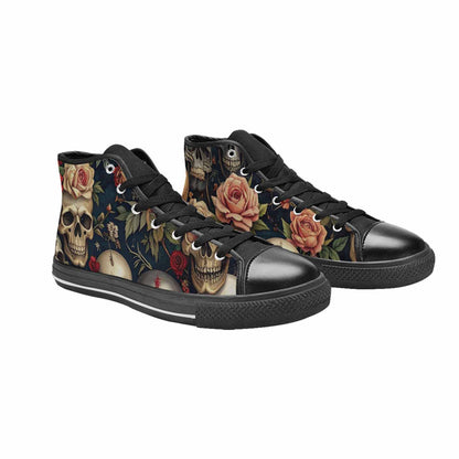 MEN'S Skulls - Roses High Top Canvas Wallpaper Art Custom Shoes