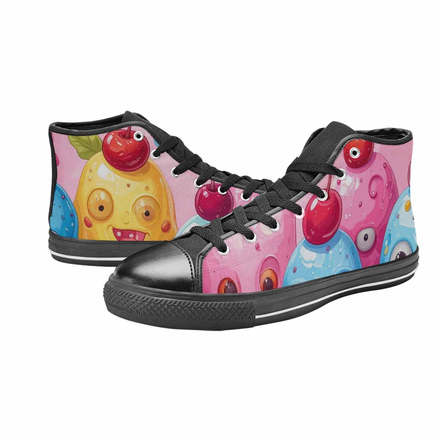 WOMEN'S Melting Icecream Monster Cherry High Top Canvas Grunge Sneakers