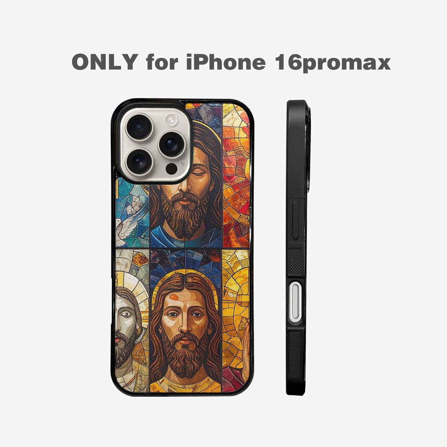 iPhone 16 Pro Max Case — Jesus Face Small Cross And Faith, Custom Phone Case