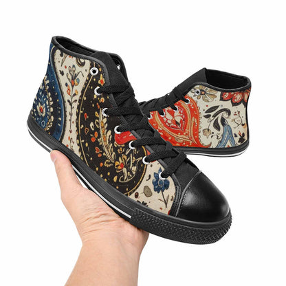 MEN'S Paisley Bandana High Top Canvas Neon Fantasy Sneakers