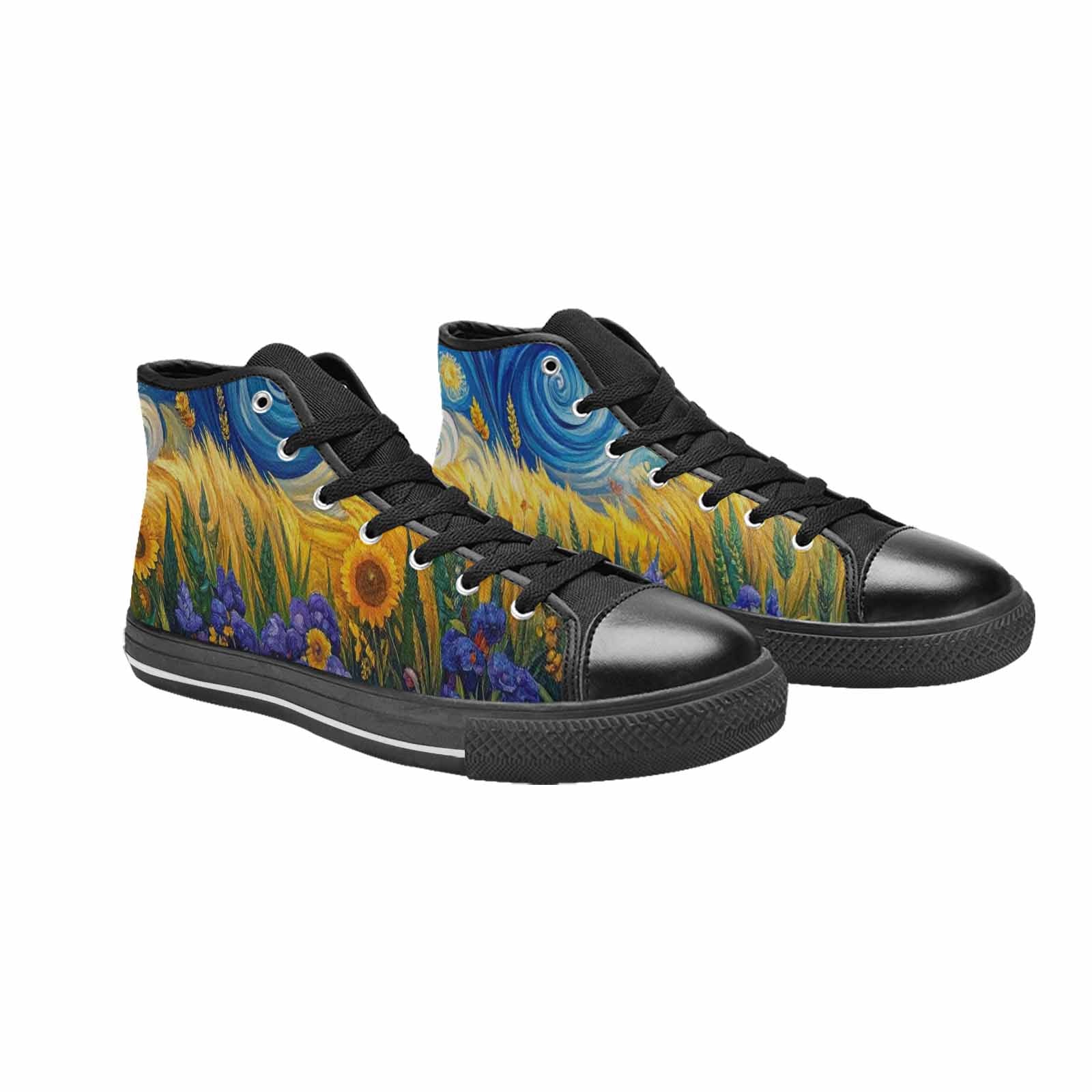 WOMEN'S Van Gogh-Style Swirl High Top Canvas Dreamcore Sneakers