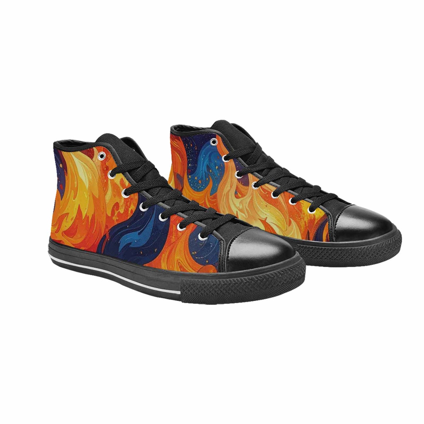 MEN'S Fire Flame High Top Canvas Wallpaper Art Shoes