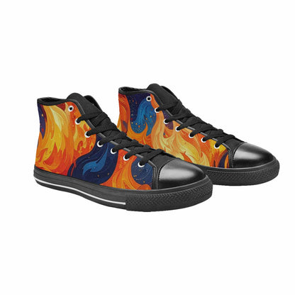 MEN'S Fire Flame High Top Canvas Wallpaper Art Shoes