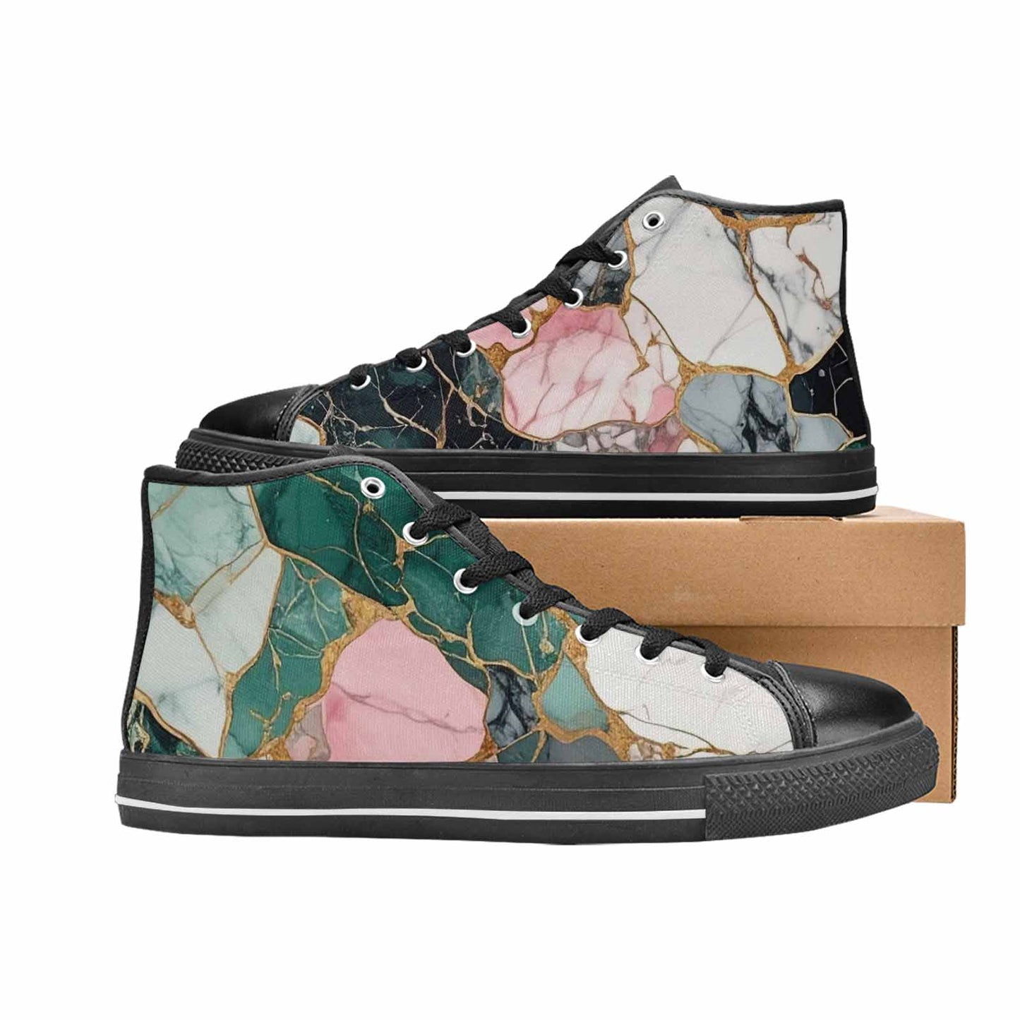 MEN'S Marble Stone Texture High Top Canvas Aesthetic Custom Sneakers
