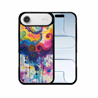 iPhone 17 Air Case — Tie Dye Swirls Black Blue Tie, Original Design Phone Case
