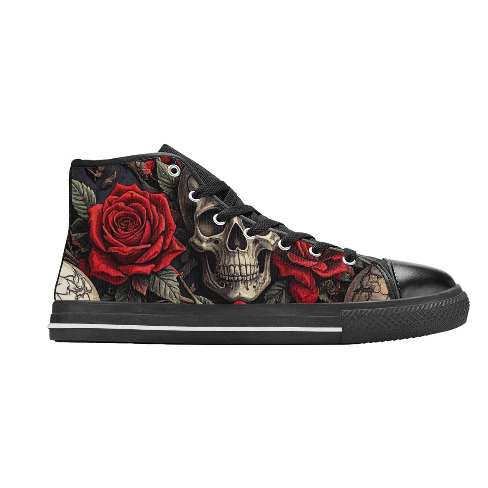 WOMEN'S Gothic Skulls Roses High Top Canvas Cottagecore Custom Sneakers