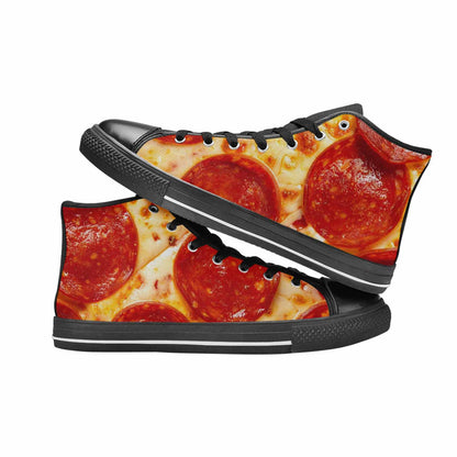 MEN'S Pepperoni Pizza Print High Top Canvas Grunge Sneakers