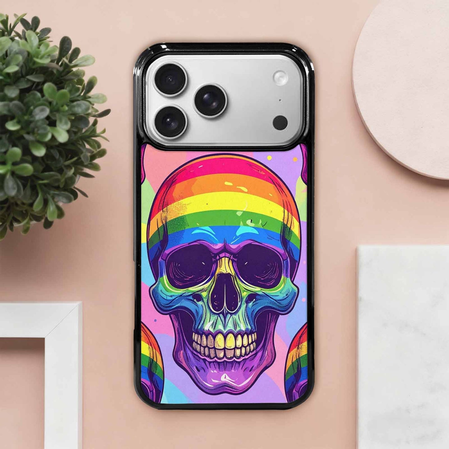 iPhone 17 Pro Max Case — Rainbow Pride Skull Seamless Gothic Skulls, Personalized Phone Case