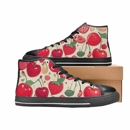 MEN'S Cherry Fruit Print High Top Canvas Dark Academia Sneakers