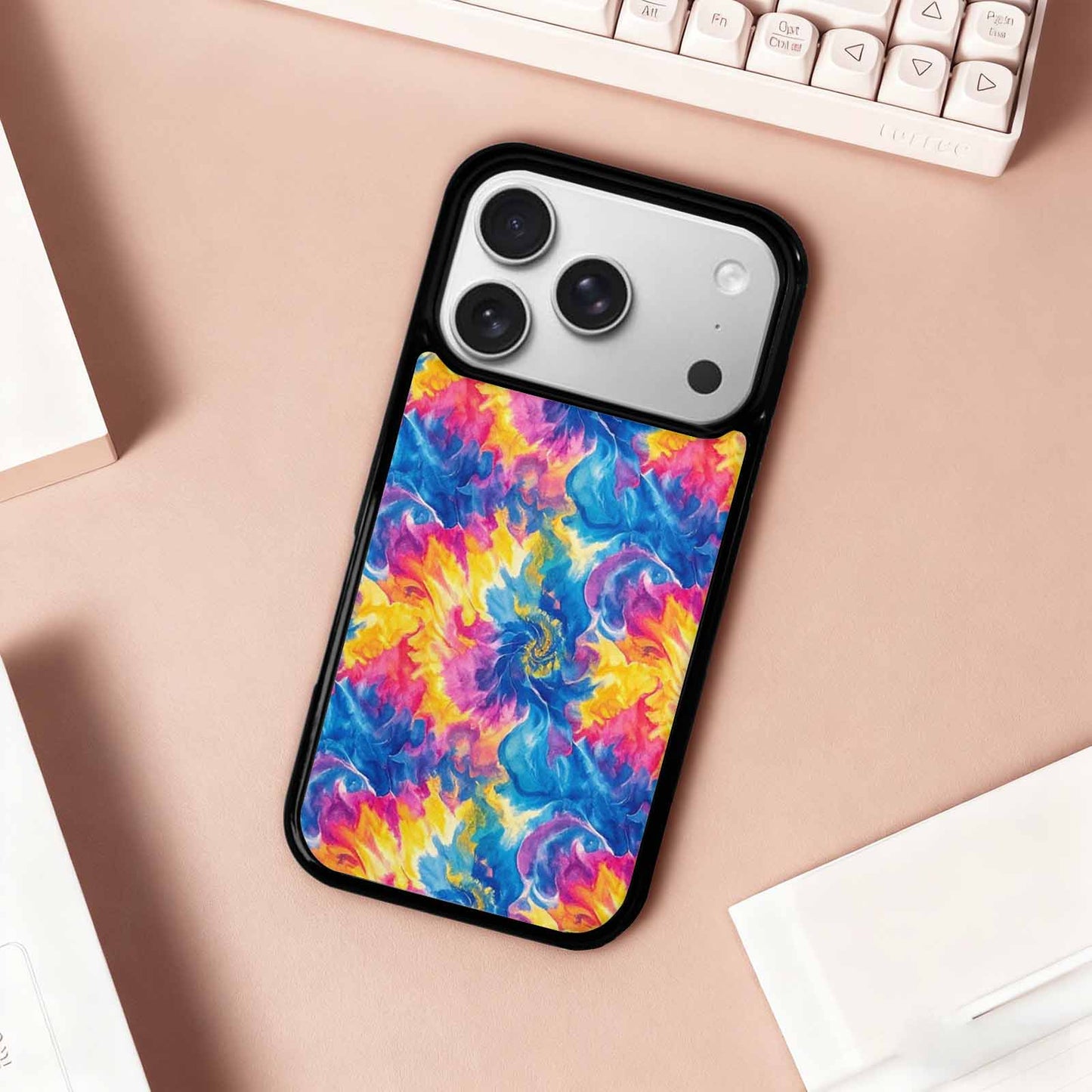 iPhone 17 Pro Case — Small Tie Dye Swirl Pattern Tie, Personalized Phone Case