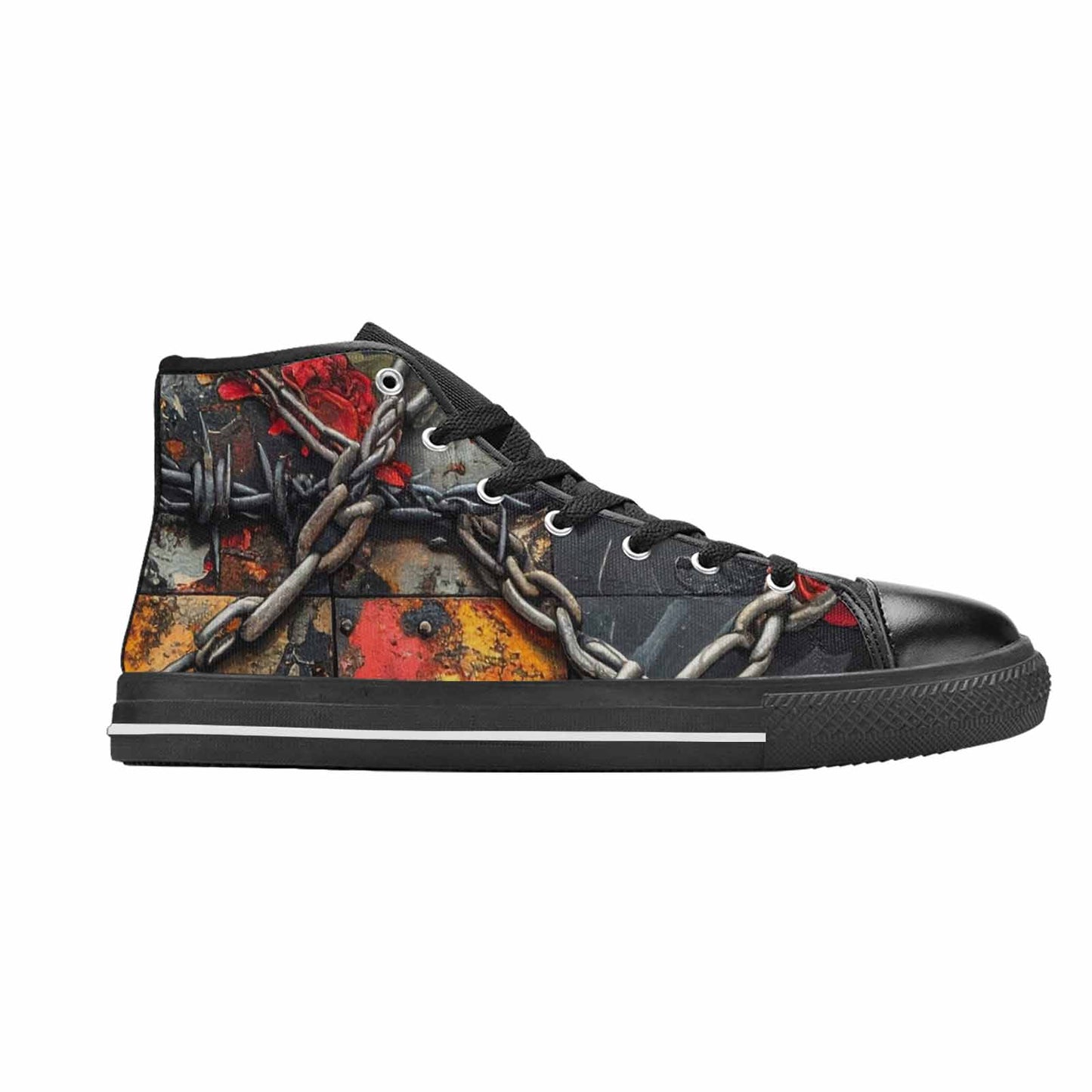 WOMEN'S Barbed Wire Chain High Top Canvas Neon Fantasy Custom Sneakers