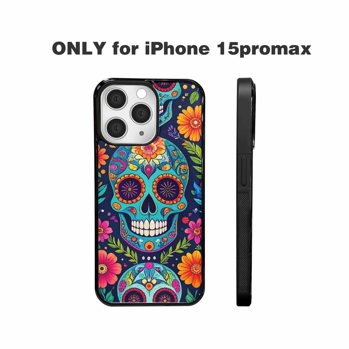 iPhone 15 Pro Max Case — Rainbow Sugar Skull Weave 3 Personalized, Custom Printed Phone Case
