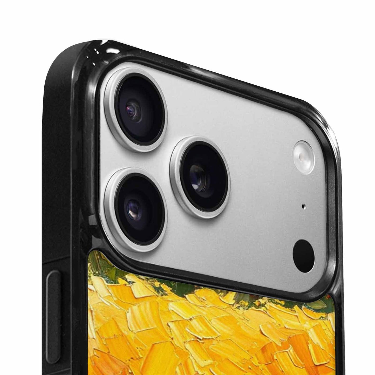 iPhone 17 Pro Case — Impressionist Sunflower Brushstroke Pattern Hundreds Floral, Original Design Phone Case