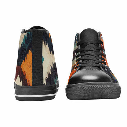 MEN'S Southwestern Geometric Diamond High Top Canvas Neon Fantasy Shoes