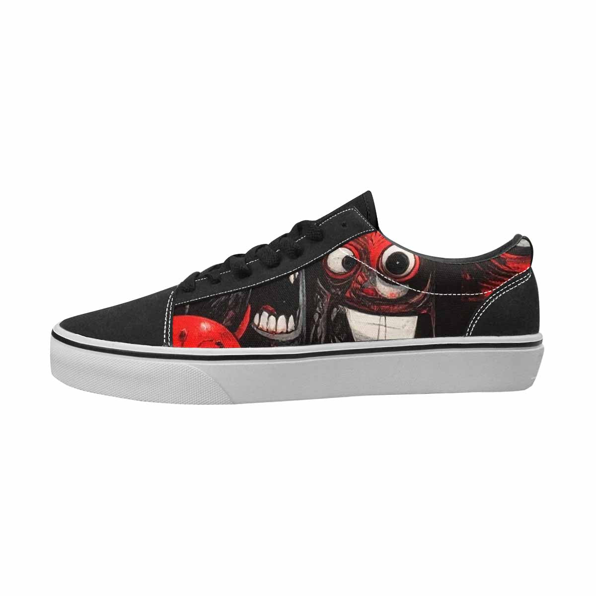 MEN'S Monsters Black & Red Ink Canvas Wearable Art Surreal Sneakers