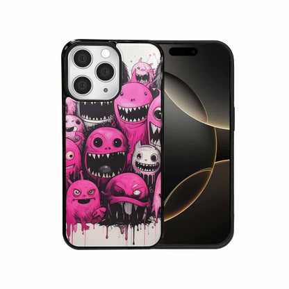 iPhone 15 Pro Max Case — Monsters General Black Pink Ink Cartoon, Unique Phone Case Design