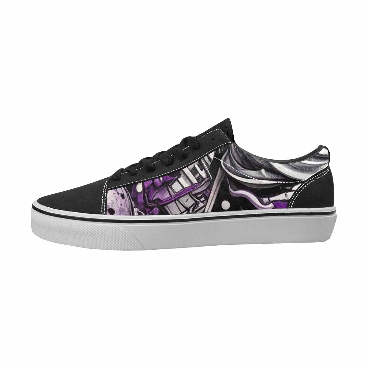 WOMEN'S Ice Cream Black & Purple Ink Canvas Personalized Neon Fantasy Custom Canvas Shoes