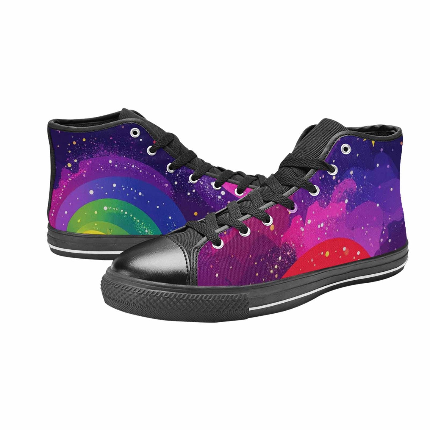 MEN'S Rainbow Pride Galaxy High Top Canvas Dark Academia Custom Sneakers
