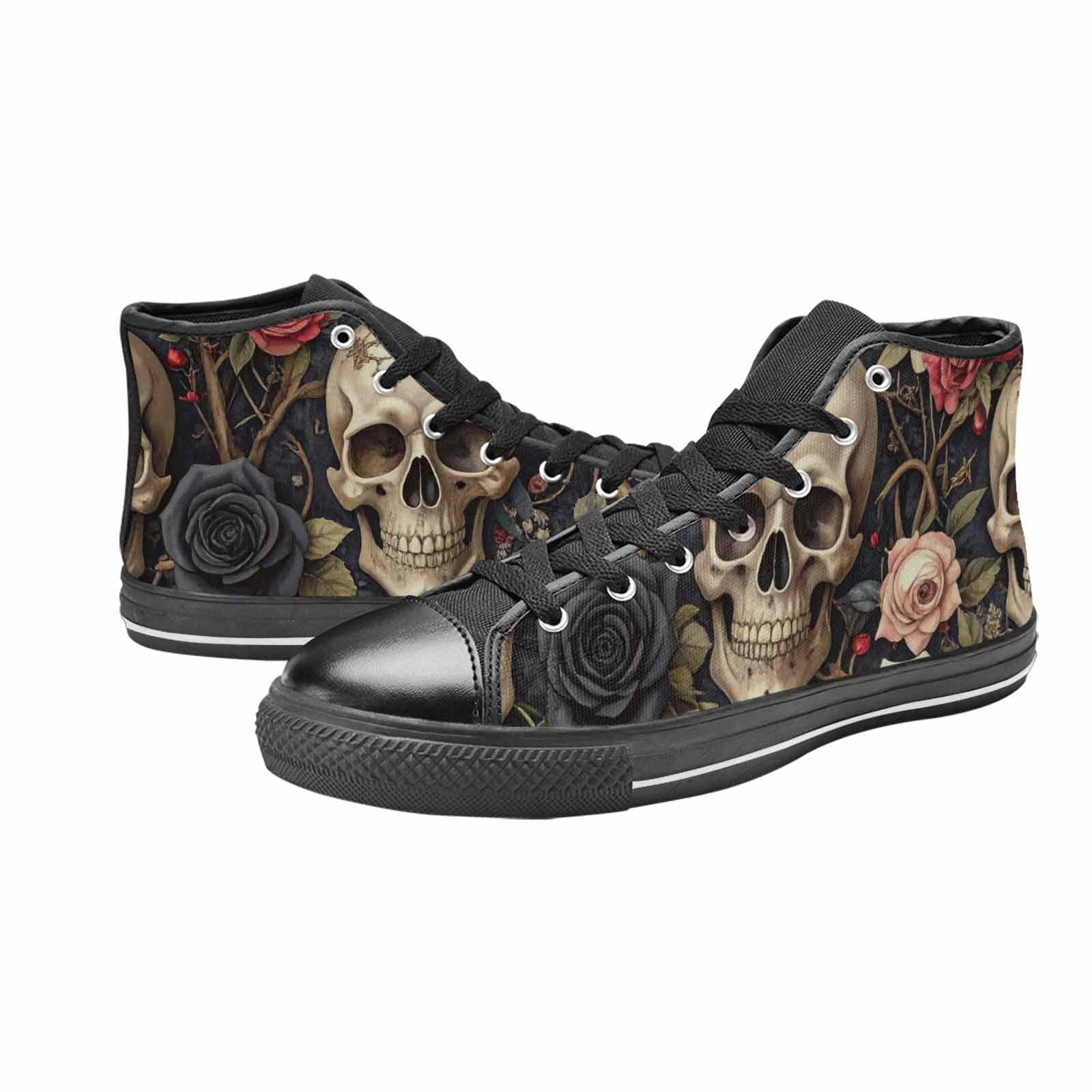 MEN'S Skulls - Roses High Top Canvas Vivid Custom Sneakers