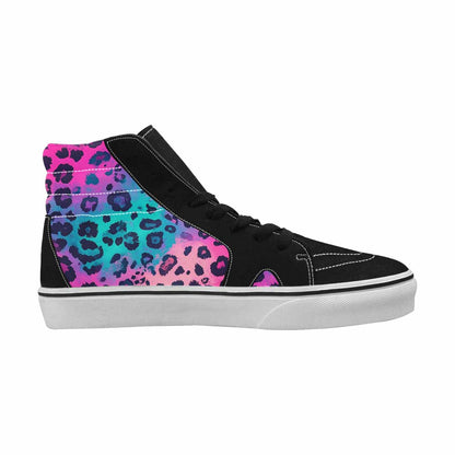 MEN'S Leopard Neon Pink Teal Airbrush High Top Canvas Cottagecore Shoes