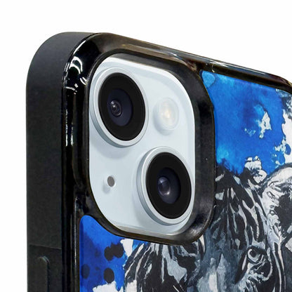 iPhone 15 Plus Case — Animal Print Black Blue Ink Animal, Customized Protective Case