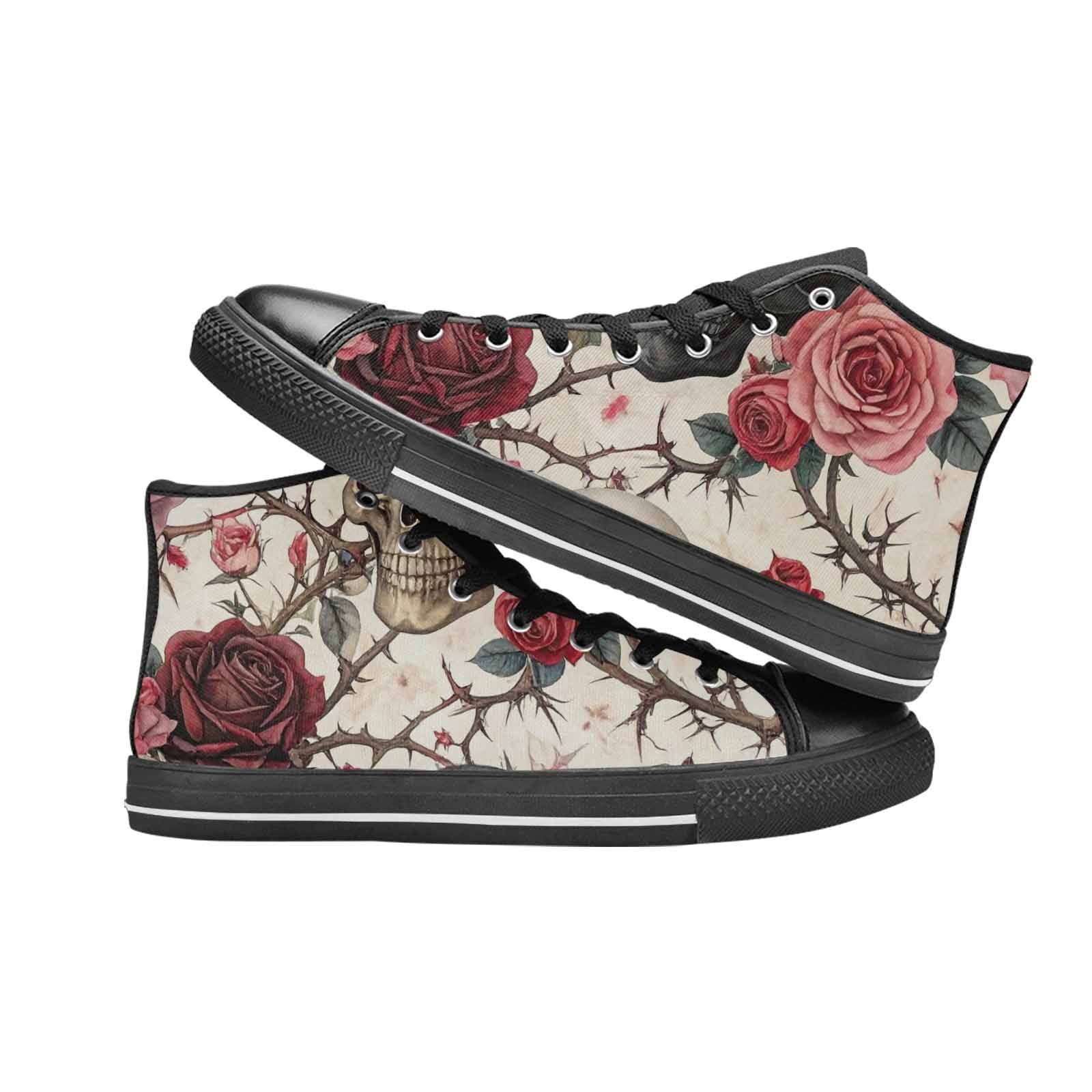 MEN'S Skulls - Roses High Top Canvas Cottagecore Shoes