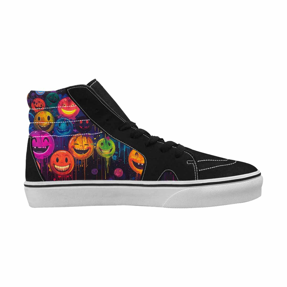 MEN'S Smiley Faces × Glow High Top Canvas Melting Art Sneakers