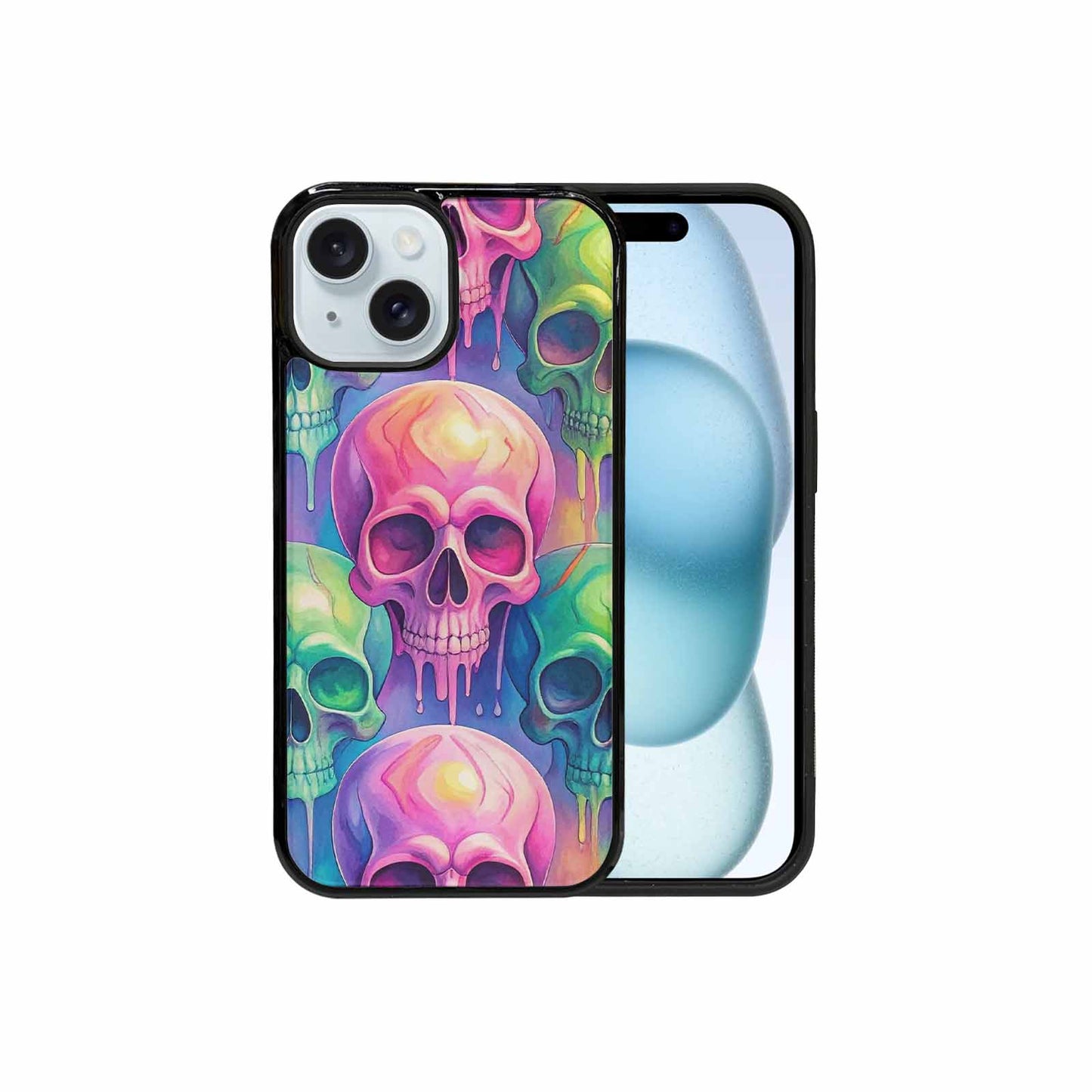 iPhone 15 Case — Candy Color Dripping Skulls Custom, Customized Protective Case