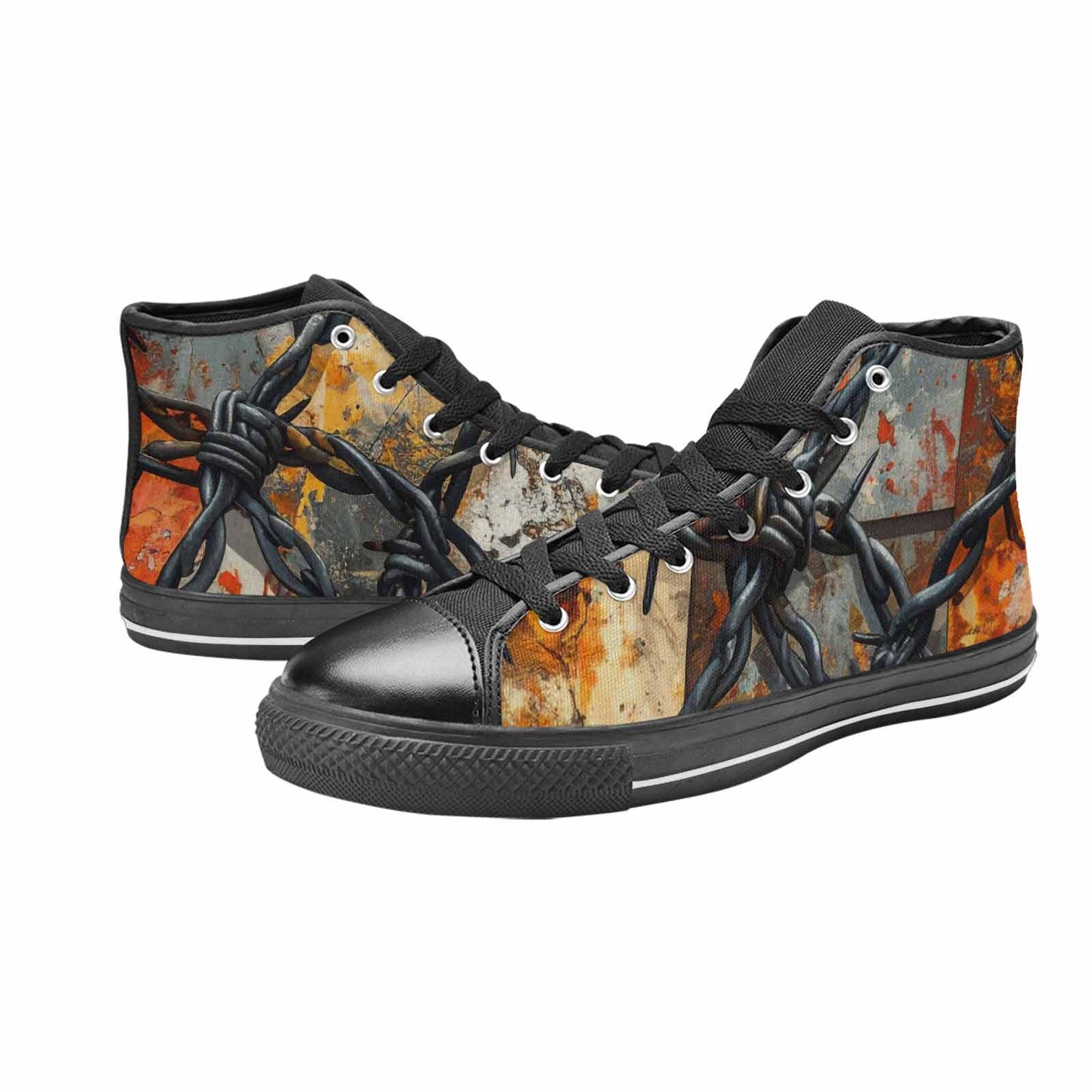 MEN'S Barbed Wire Chain High Top Canvas Dark Academia Sneakers