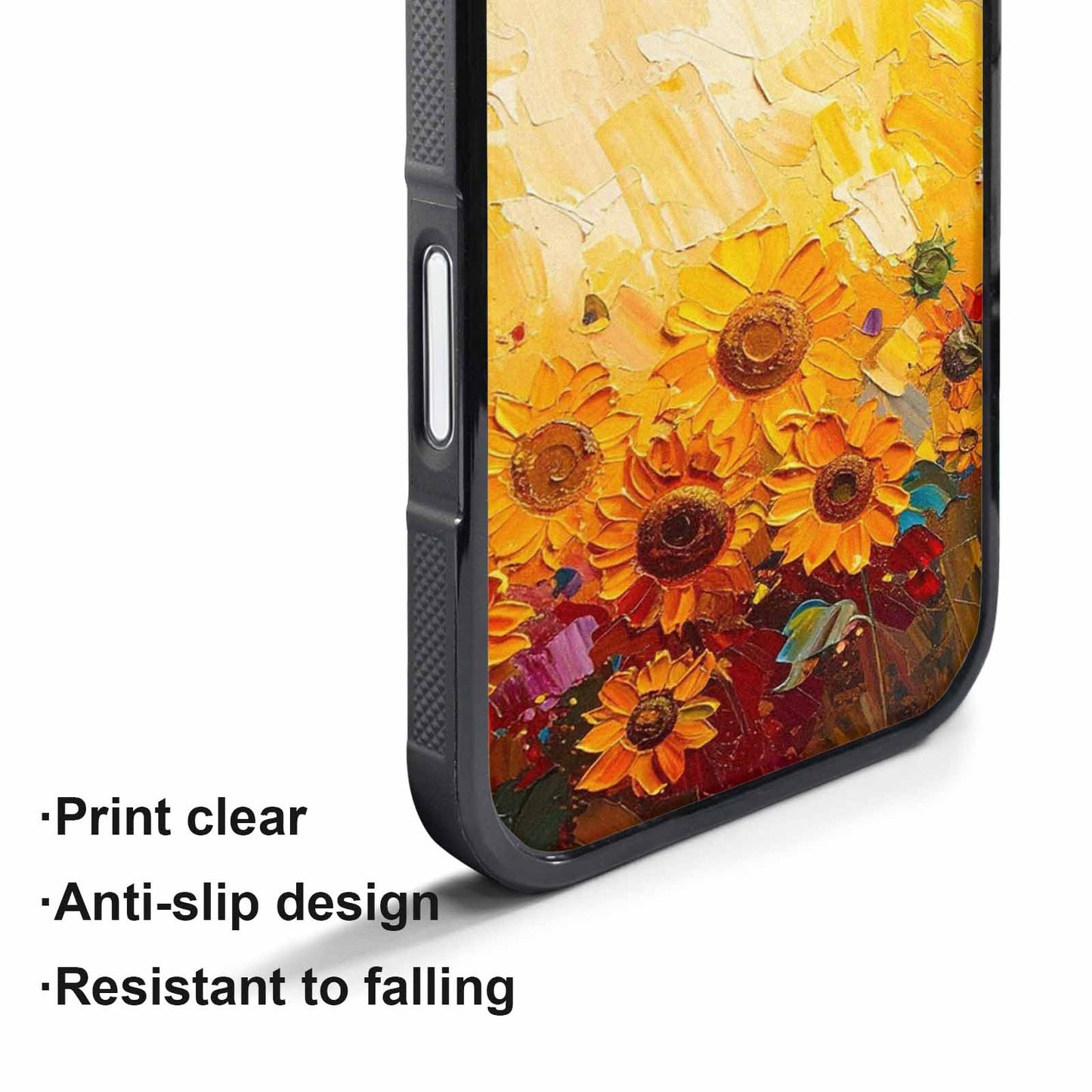 iPhone 17 Pro Max Case — Impressionist Sunflower Brushstroke Pattern Floral, Custom Print Case Cover