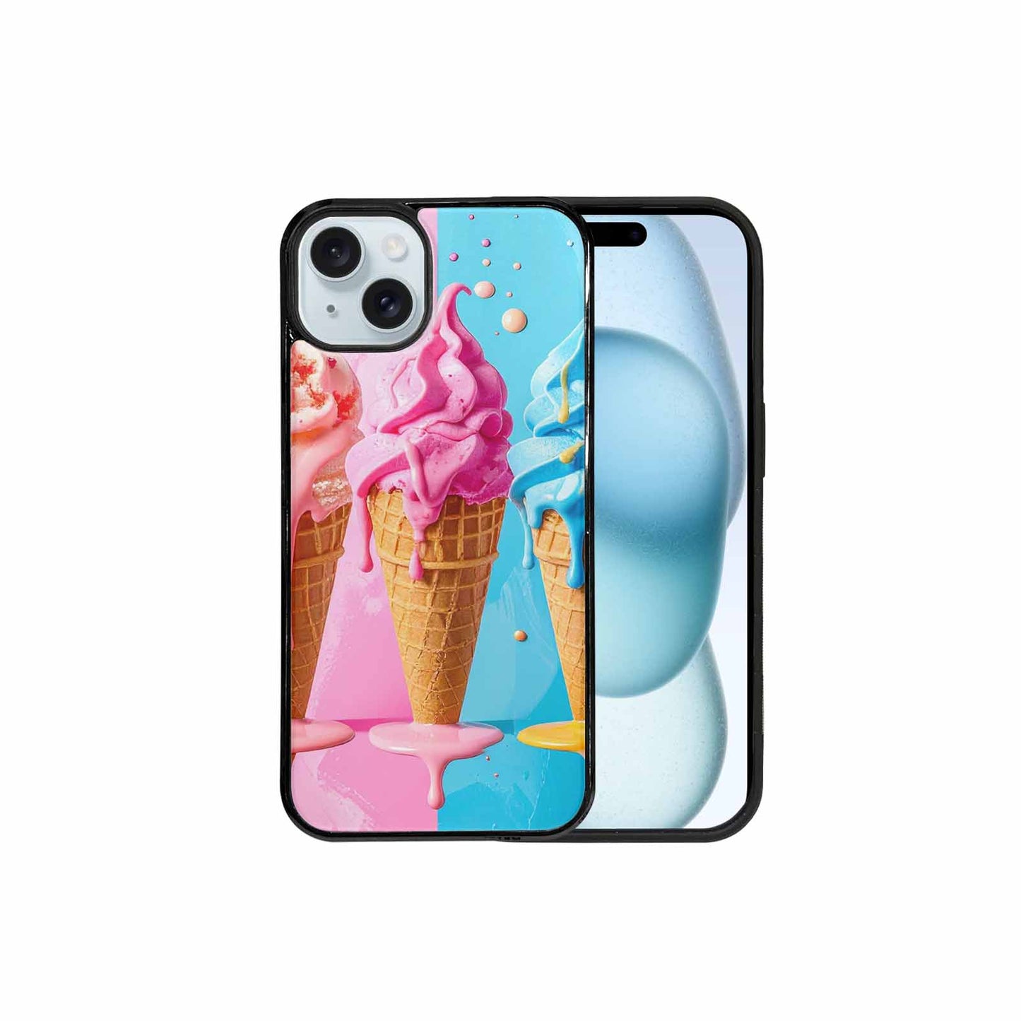 iPhone 15 Plus Case — Collage Of Overlapping Waffle Cones Icecream, Custom Art Phone Cover