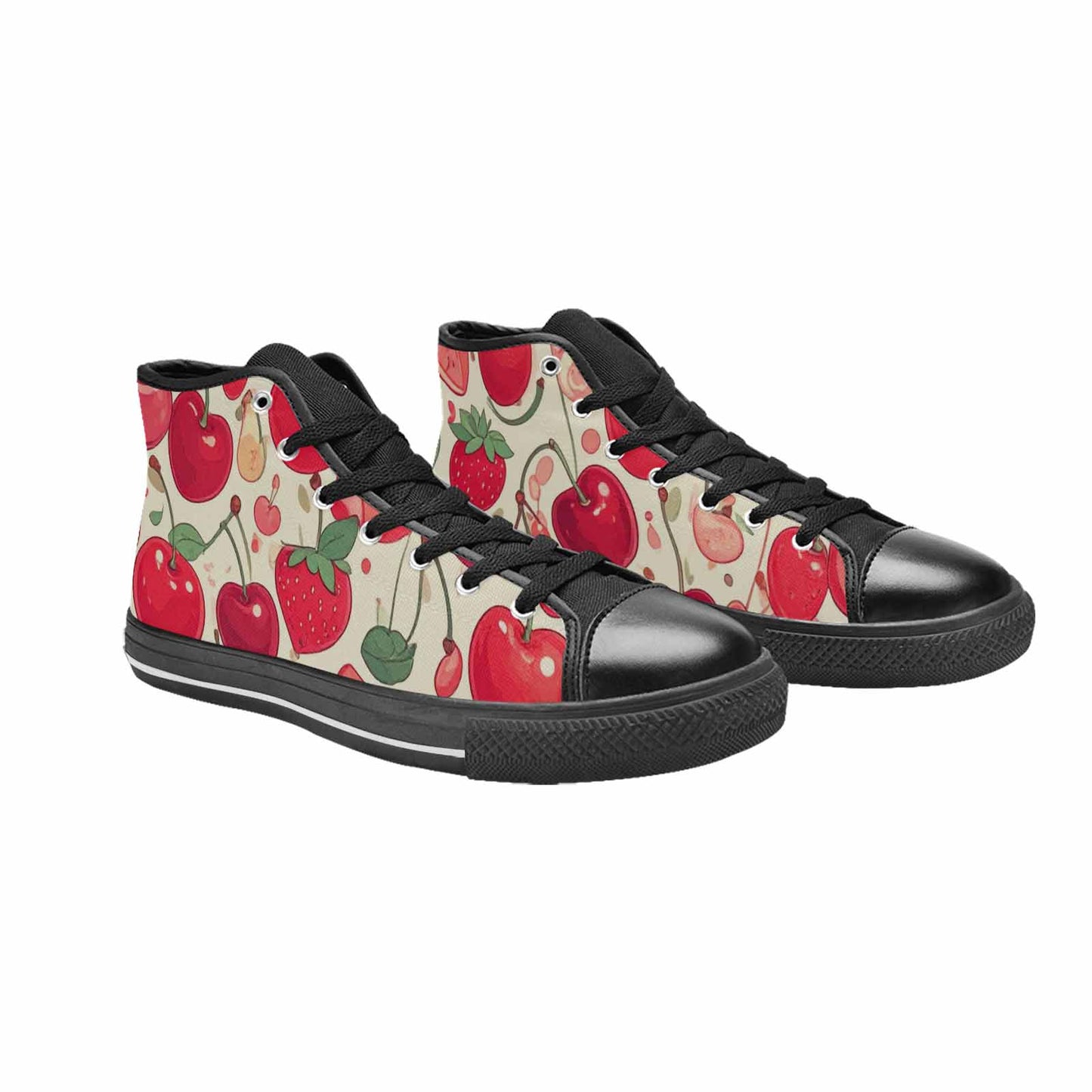 WOMEN'S Cherry Fruit Print High Top Canvas Cottagecore Custom Shoes