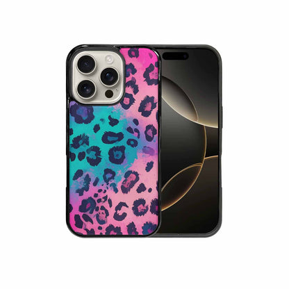 iPhone 16 Pro Case — Leopard Neon Pink Teal Airbrush, Custom Phone Case