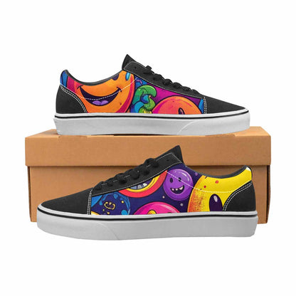 WOMEN'S Yellow Smiley Face Canvas Lace-Up Grunge Sneakers